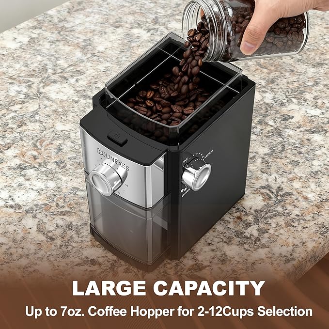 Burr Coffee Grinder Electric, Coffee Beans Grinder for Home Use, Burr Mill Grinder with 17 Precision Settings– for Espresso, Pour Over & Cold Brew