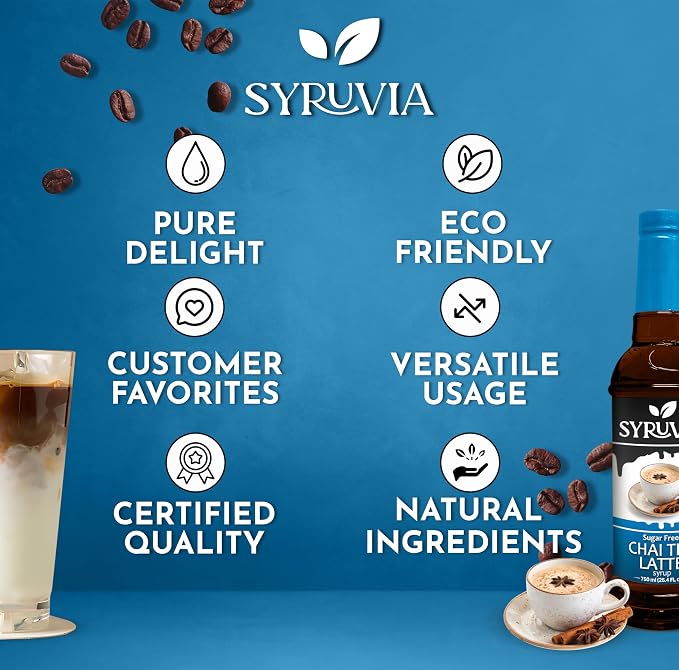 Syruvia Sugar Free Chai Tea Flavored Syrup for Coffee, Drinks, Lattes, and Desserts – 25.4 fl oz, With Pump - Image 5