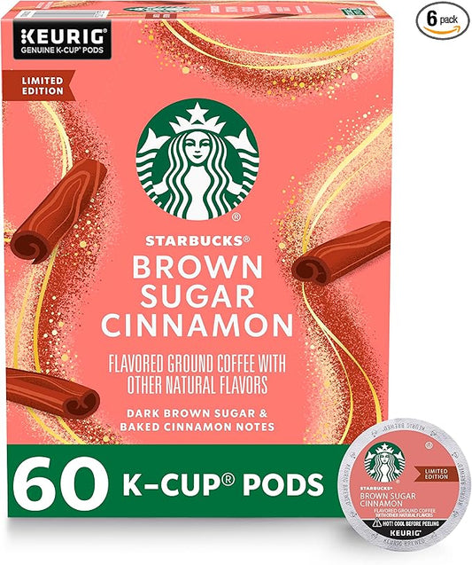 Starbucks K-Cup Coffee Pods, Flavored Hot or Iced Coffee, Brown Sugar Cinnamon, 60 Keurig Pods