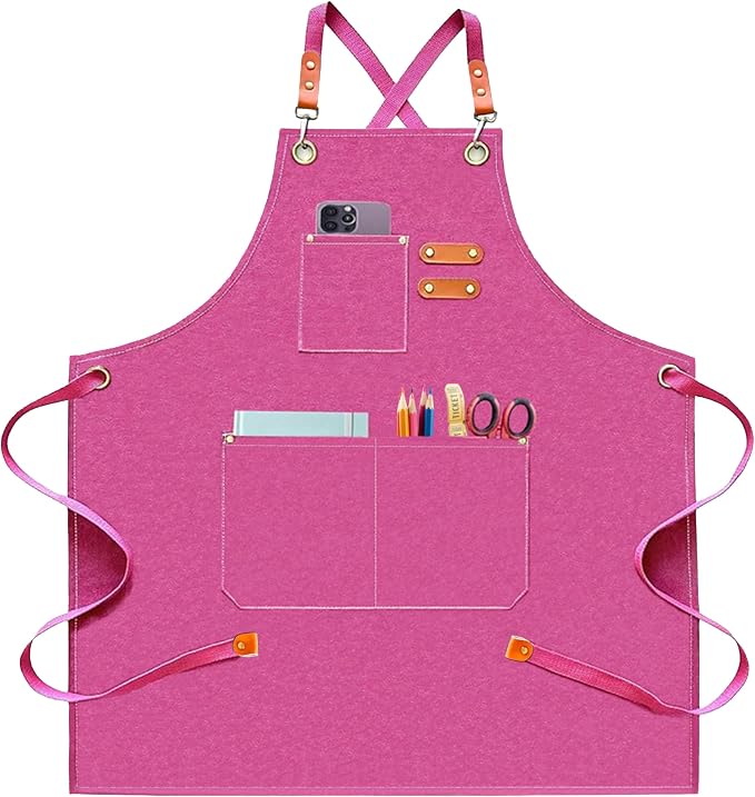 Aprons for Men Women with 3 Pockets, 16oz Cotton Canvas Chef Apron | Crossback Heavy Duty Kitchen Apron for Cooking, Durable Work Apron for Grilling, Baking, Hairstylist, Bartender, Barista, Art by Unknown