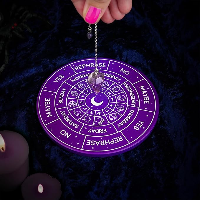 Pendulum Board Divination Kit - Metaphysical Dowsing Reading Board and Crystal - Pendulum Board Gift Set