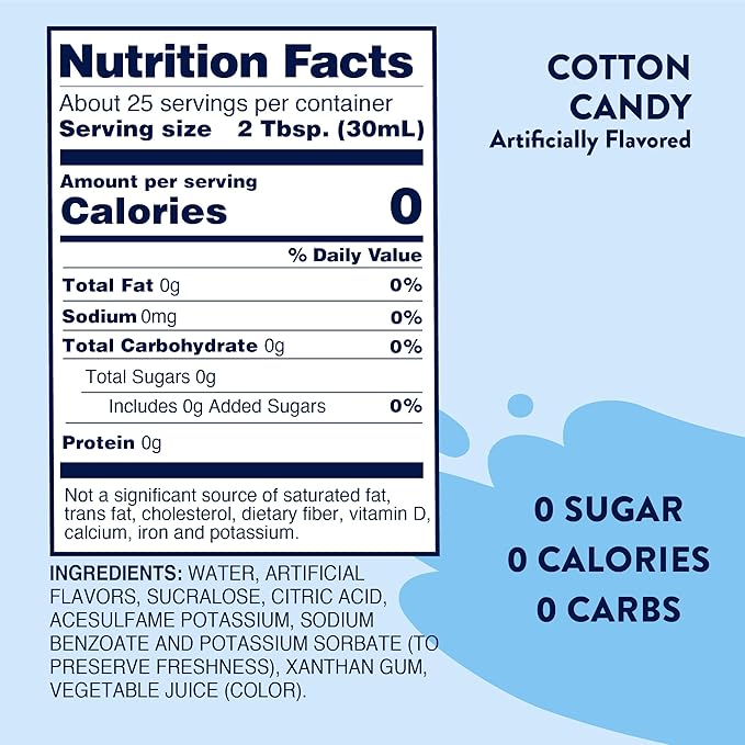 Jordan's Skinny Mixes Sugar Free Syrup, Cotton Candy Flavor, Fruit Flavored Water Enhancer, Drink Mix, Iced Tea, Lemonade, Drinks, Low Calorie Water Flavoring, Dairy & Gluten Free, Kosher, 25.4 Fl Oz, 2 Pack - Image 2