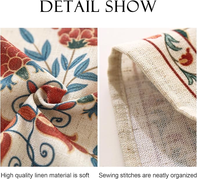 patdrea Blue Floral Linen Apron with Pocket,French Kitchen Garden Chef BBQ Aprons for Women and Men,Crisscross Back Straps - Image 6