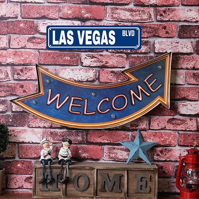 Las Vegas Sign Man Cave Metal Tin Signs Street Road Sign for Cafes Bar Pub Beer Club Wall Home Decor 16X4 Inches - Image 6