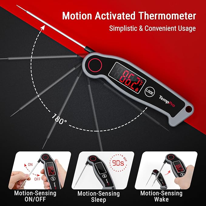 ThermoPro TP19 Waterproof Digital Meat Thermometer for Grilling with Ambidextrous Backlit & Thermocouple Instant Read Kitchen Cooking Food Thermometer for Candy Water Oil BBQ Grill Smoker
