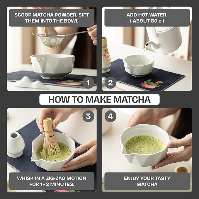 Ceremonial Matcha Kit – Japanese Matcha Whisk Set with Bowl, Bamboo Chasen, Scoop & Sifter – Traditional Matcha Making Set for Beginners