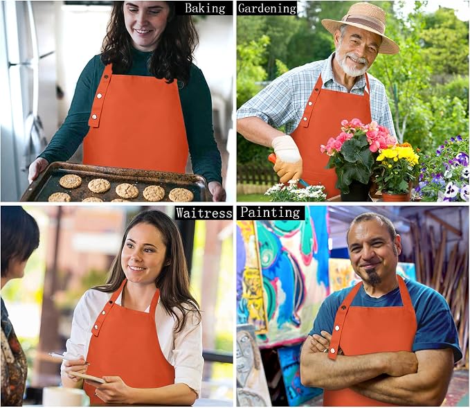 Yuubin Extra Large Aprons for Men Adjustable Button Apron with Pockets Chef Cooking Kitchen Aprons Women,Water&Oil Resistant - Image 5