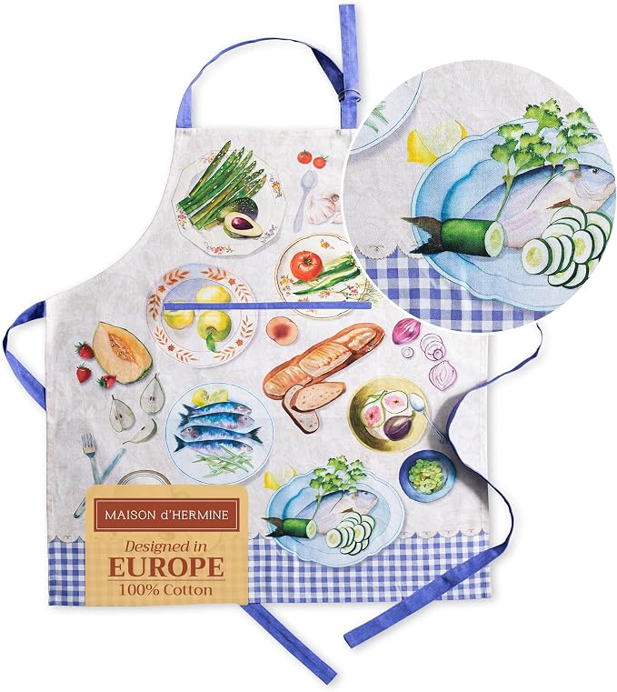 Maison d' Hermine 100% Cotton Apron for women with Pocket Kitchen Chef Apron for Men Cooking Mothers Day Gifts by MaisondHermine