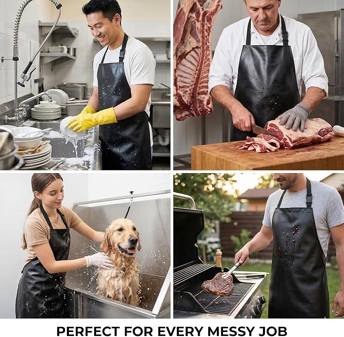 Homsolver Heavy Duty Vinyl Waterproof Apron for Unisex Adult, Ultra Lightweight, Chemical Resistant Industrial Work Apron - Image 7