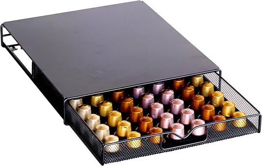 Deco Brothers OriginalLine Pod Holder Mesh Drawer, 56 Nespresso Capsule Organizer, Black