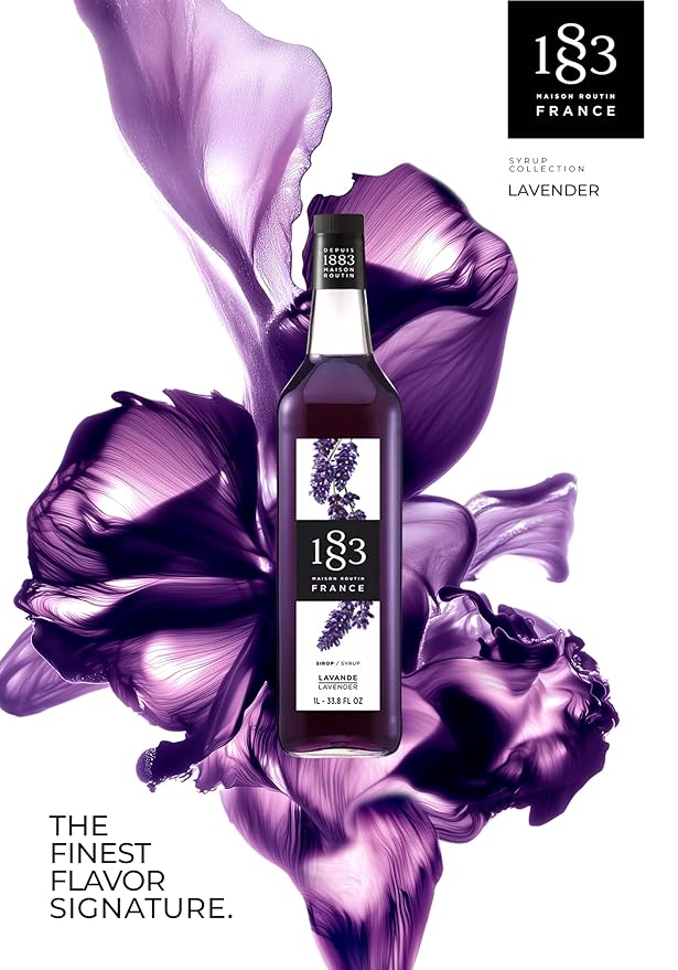 1883 Lavender Syrup for Drinks – 1 Liter Plastic Bottles (Pack of 6)
