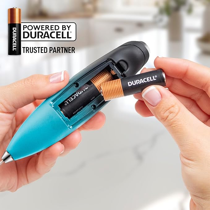 Zulay Kitchen Powerful Milk Frother Wand With 4 AA Duracell Batteries - Ultra Fast Handheld Drink Mixer - Electric Whisk Foam Maker for Coffee, Lattes, Cappuccino, Matcha & Creamer