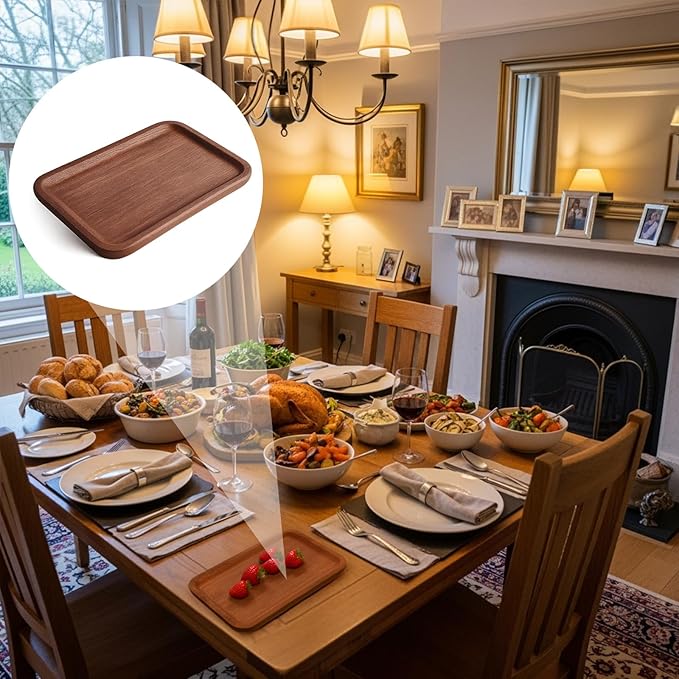 7.8in Small Wood Tray, Rectangular Small Trays Decorative, Wooden Tray for New Year Table Trays Decor, Kitchen, Home Decoration