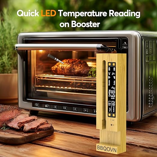 WiFi Sub-1G Wireless Meat Thermometer Unlimited Range 7 NIST Certified Sensors with Ambient Temp 2 Temp Monitoring Ways Digital Smart Base and App for BBQ, Smoker, Grill, Oven (Single Probe)