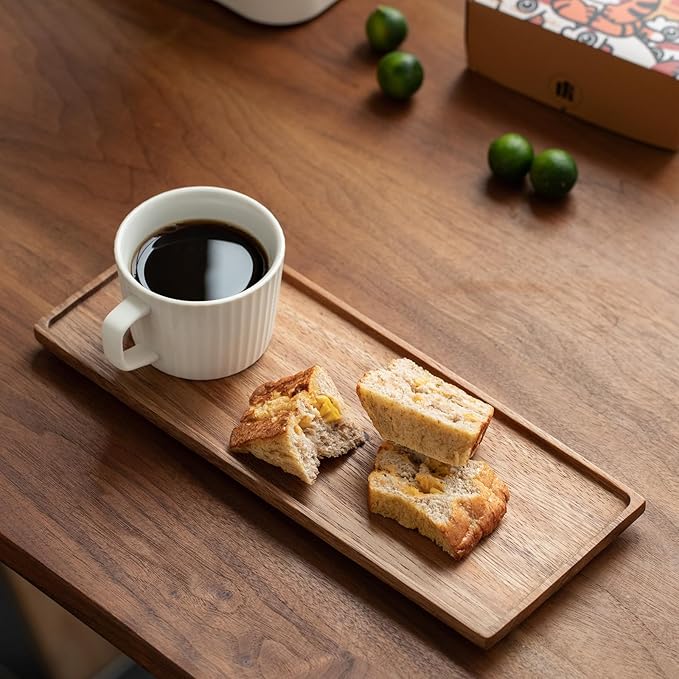 Mini Wooden Serving Platter, Small Wood Serving Tray for Tea/Coffee (Set of 2, M)