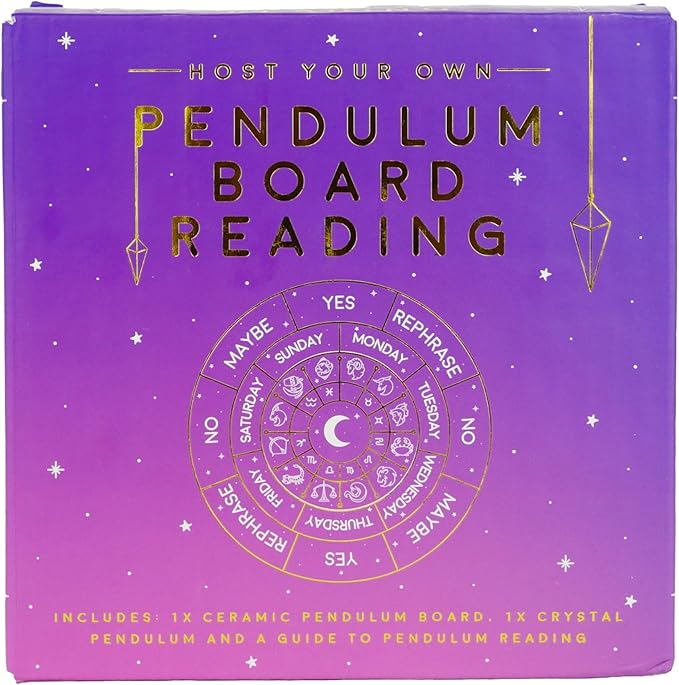 Pendulum Board Divination Kit - Metaphysical Dowsing Reading Board and Crystal - Pendulum Board Gift Set