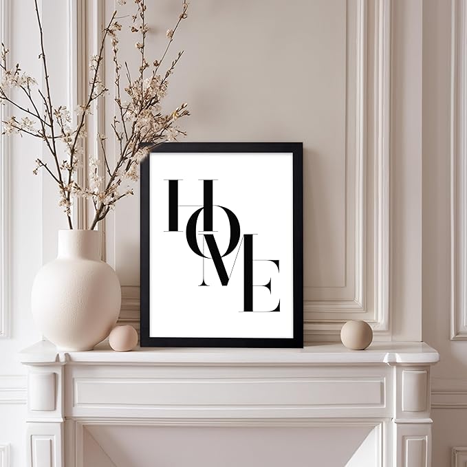 Poster Master Vintage Unique Poster - Retro Minimalist Print - Home, Letters, Typography, Black and White, Simple - Gift for Artist, Friend - Wall Decor for Living Room, Dorm, 11x14 Black Framed