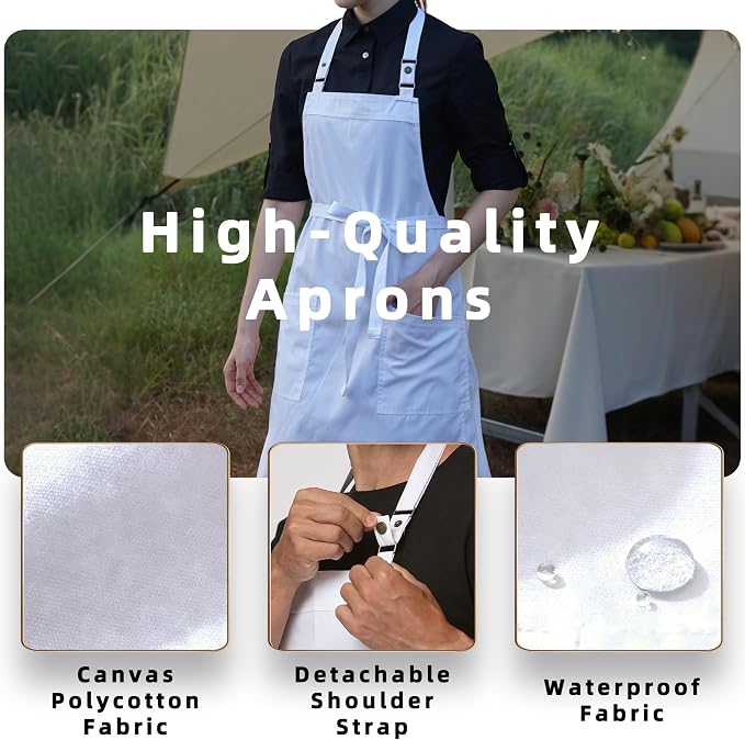 Chef Men Canvas Waterproof Apron Pocket 4251GB | Polyester Cotton Canvas Apron for BBQ Grilling Kitchen Cooking, Adjustable Neck, Durable & Comfortable - Image 3