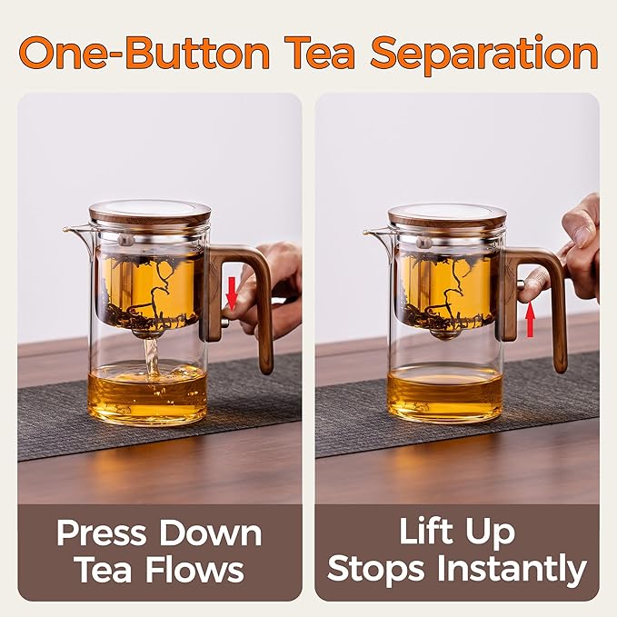 Enchanted Tea Pot, Magic Tea Pot for Loose Leaf Tea Steeper, Heat Resistant Borosilicate Glass Teapot with Tea Infuser, Ideal Gift for Tea Lovers - 20 oz (600 ml)