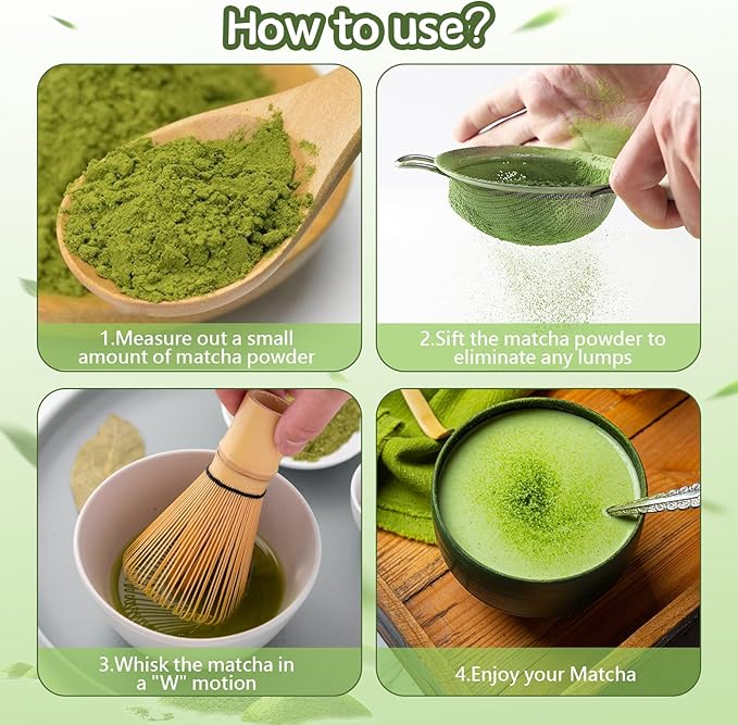 Traditional Matcha Whisk Set,Bamboo Matcha Set Kit,Matcha Tea Set with Whisk,Tea Scoop,Matcha Spoon,Powder Starter Sifter,Matcha Kit Set for Tea Lovers,Matcha Starter Kit for Gifts