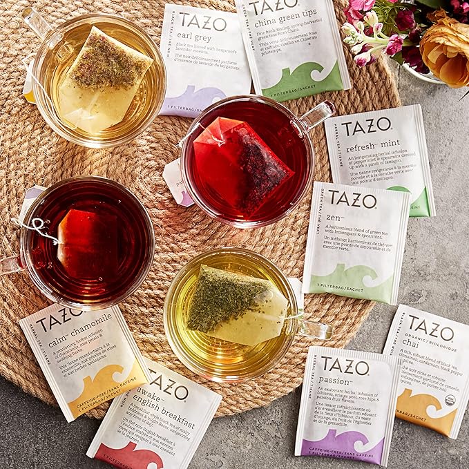Tazo Tea Bags Sampler 20 Count Variety Gift Box, 10 Different Flavors | Sampler, Variety, Gift Box