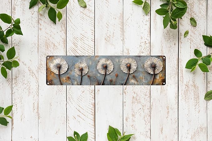 Dandelion Metal Sign 4x16in Vintage Retro Gift Plaque for Home Kitchen Bathroom Wall Bedroom Farmhouse Garden Decor