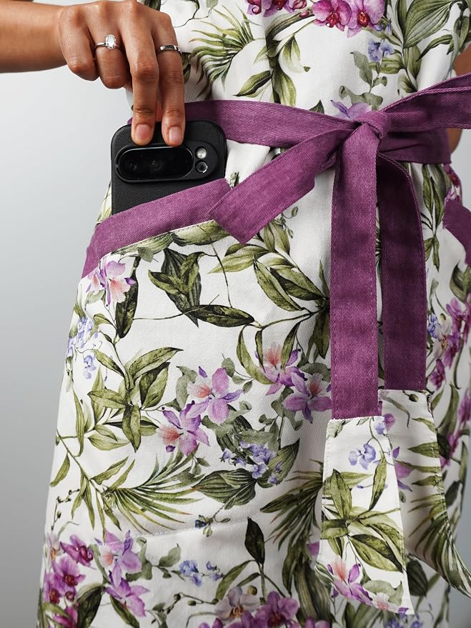 100% Cotton Printed Kitchen Apron with 2 Pockets for Men and Women – Adjustable Chef Apron - Machine Washable - Image 6