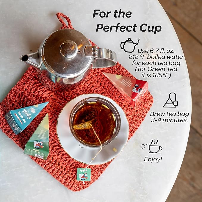 Lazika Tea Sampler with Lovely Presentation Box, 10 Counts, 2 of Each Blend Individually Wrapped, Black, Green and Herbal Tea Variety Gift Set, Premium Collection with Pyramid Infuser Bag, Handcrafted