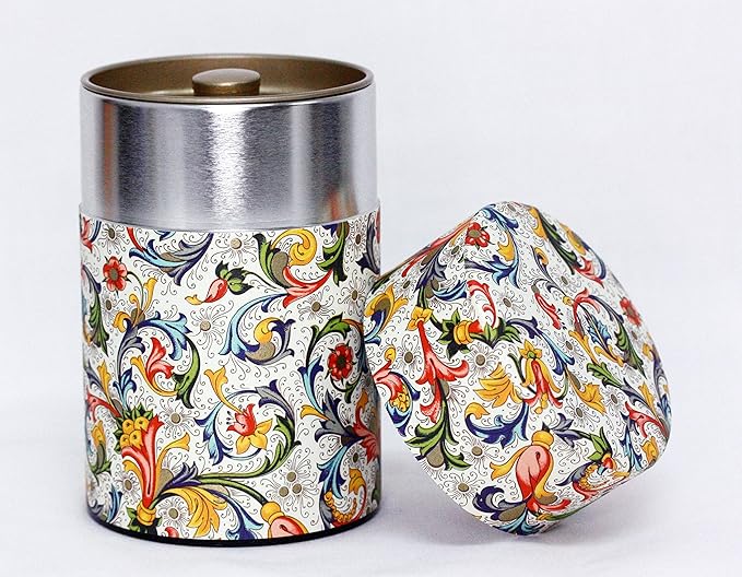 Tea Tin Canister: Florence Collection Long 5.3oz (150g) CRT-001, Japan