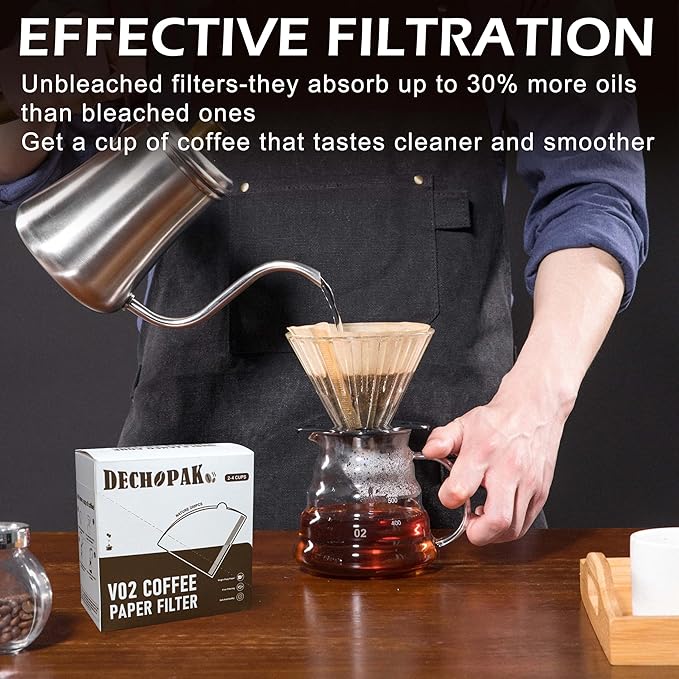 200 Count Coffee Filters 2, Cone Coffee Filters, Unbleached Natural Disposable Paper Filter 2-4 Cup Fits for Pour Over Dripper and Coffee Maker, Suitable for Home Coffee Shop Commercial