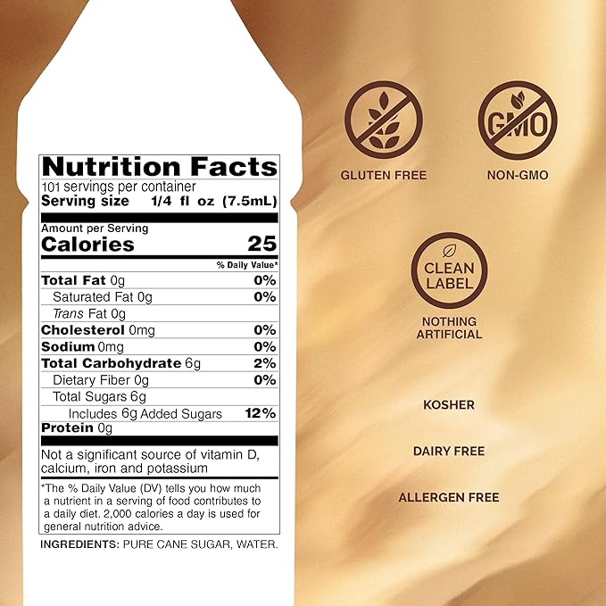 Monin - Pure Cane Syrup, Pure and Sweet, Great for Coffee, Tea, and Specialty Cocktails, Gluten-Free, Non-GMO (750 ml)