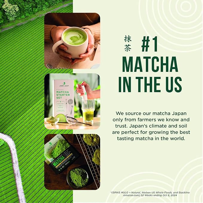Jade Leaf Matcha Latte Powder with Grass Fed Bovine Collagen - Sugar Free, Sweetener Free - Made with Organic Japanese Matcha Powder for Café Style Blend, 5.3 Ounce / 150g (Pack of 1)