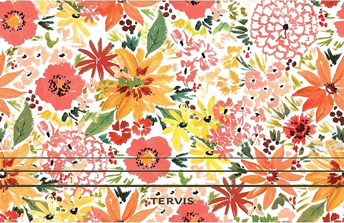 Tervis Traveler Sara Berrenson Retro Floral Triple Walled Insulated Tumbler Travel Cup Keeps Drinks Cold & Hot, 30oz, Stainless Steel