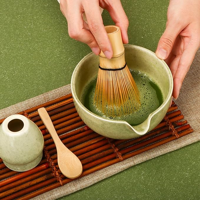 Handcrafted Traditional Matcha Whisk, Traditional Japanese Chasen Matcha Stirrer, spoon (2pcs)