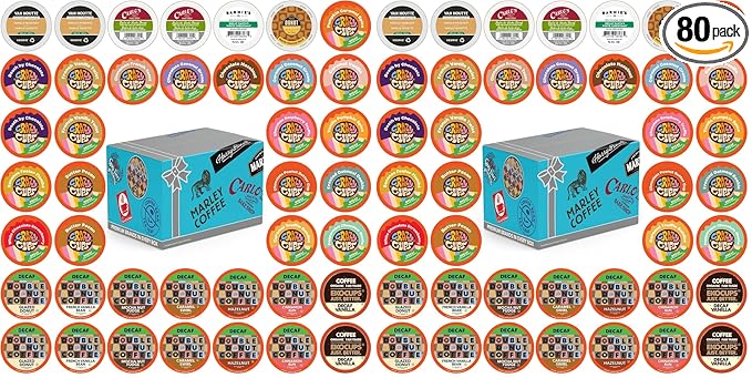 Flavored Decaf Coffee Pods Variety Package,Great Mix of Decaffeinated Coffee Pods Compatible with all Keurig K Cups Brewers,Bulk Pack,(Pack of 80)