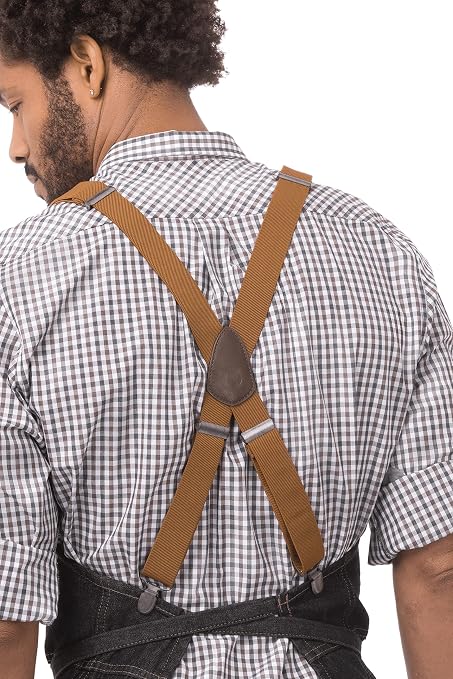 Chef Works Unisex Berkeley Bib Apron, Black W/Desert Sand Suspenders, One Size - Image 5