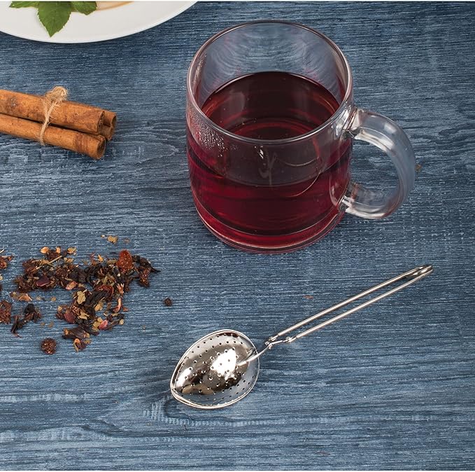 HIC Kitchen Snap Tea Infuser, Heart-Shaped, 18/8 Stainless Steel, For Loose Leaf Tea and Mulling Spices, Snap, Spoon, Single