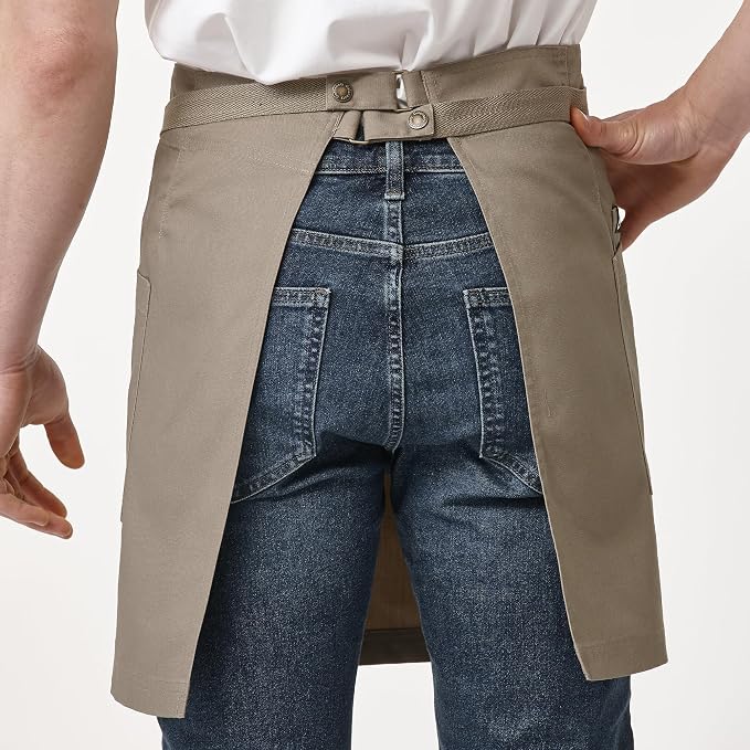 Waist Apron for Men Server Bistro Half 4251BY | Adjustable Half Bistro Apron for Waiters Bartenders, Polyester Cotton Canvas, Durable & Comfortable - Image 2