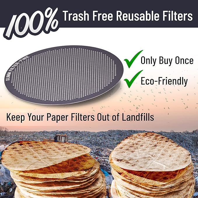 Reusable Filter Set by Slimm Filter - 3 Piece, Stainless Steel Metal - Mesh, Fine, Ultra-Fine Metal Filter For AeroPress Coffee and Espresso Maker - Brew Barista-Grade Coffee At Home
