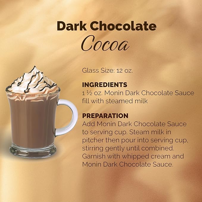 Monin - Gourmet Dark Chocolate Sauce, Velvety and Rich, Great for Desserts, Coffee, and Snacks, Gluten-Free, Non-GMO (12 Ounce) - Image 5