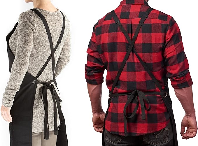 Hudson Durable Goods Heavy Duty Waxed Canvas Apron for Men and Women, Adjustable Crossback Work Apron with Tool Pockets, Water-Resistant - Fits up to XXL, Black - Image 3