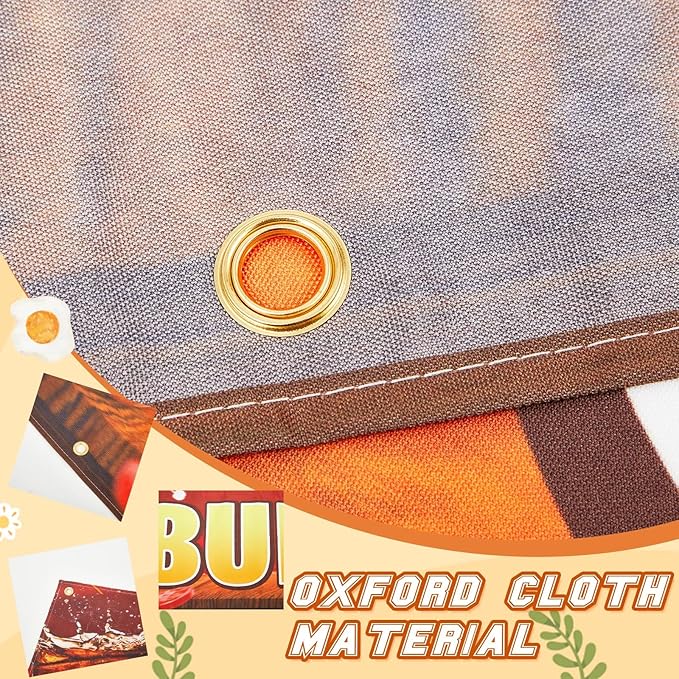 Tegeme Burgers Banners 2 x 10 Ft/ 24 x 120 Inch Large Oxford Fabric Polyester Hamburger Banner Sign with 10 Grommets for Easy Hang Indoor Outdoor