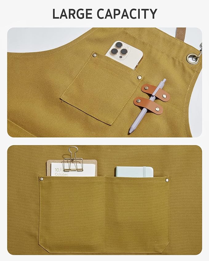 Syntus Chef Apron for Men Women Kitchen Cooking Apron with Pockets, Adjustable Bib Aprons Stain Resistant