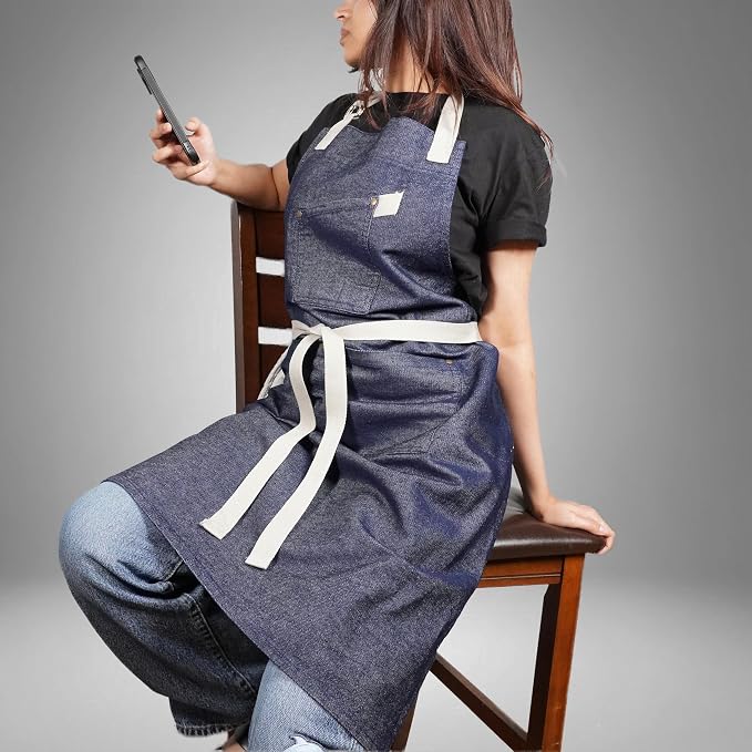 100% Cotton Printed Kitchen Apron with 2 Pockets for Men and Women – Adjustable Chef Apron - Machine Washable - Image 7
