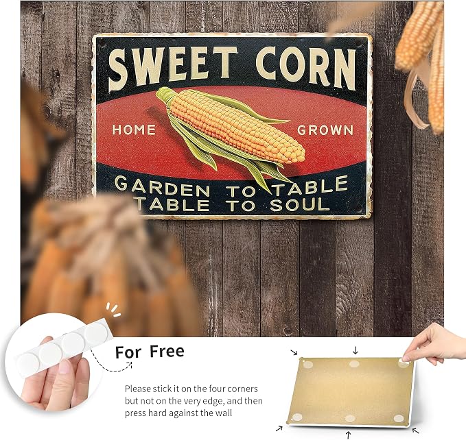 Kitchen Decor | Farm Sweet Corn Metal Vintage Tin Signs | Farmhouse Funny Retro Wall Decor | Cool Things For Man Cave Stuff Poster For Home House Shop Room 8x12 Inch - Image 3