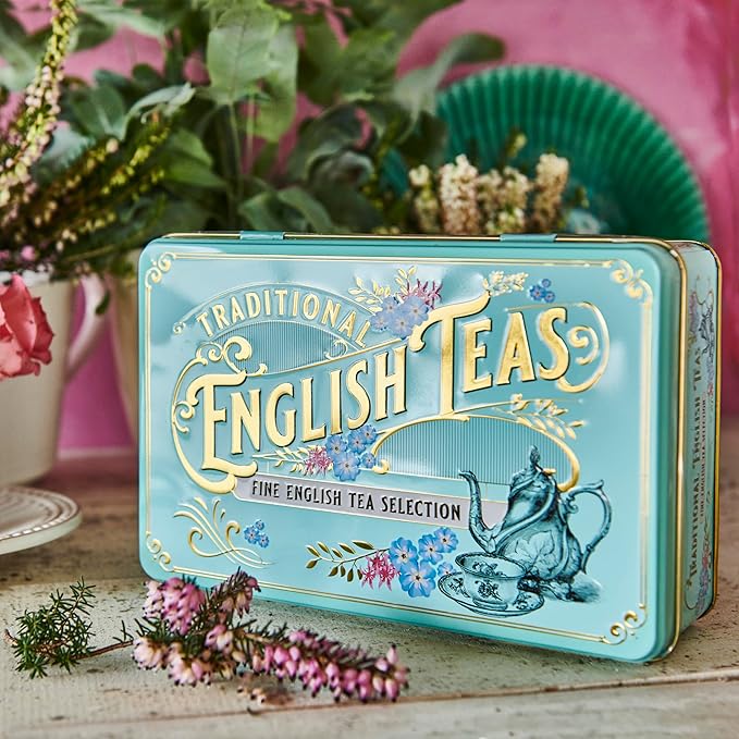Vintage Victorian Tea Tin with 72 Assorted Fine English Teabags