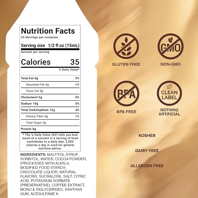 Monin - Sugar Free Dark Chocolate Sauce, Velvety and Rich, Great for Desserts, Coffee, and Snacks, Gluten-Free (12 Ounce) - Image 2