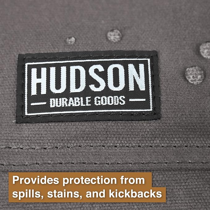 Hudson Durable Goods Woodworking Edition Waxed Canvas Tool Apron for Men and Women, Heavy Duty Work Apron with Front Pockets, Adjustable Padded Straps, Quick Release Buckle, Crossback - One Size, Grey - Image 3