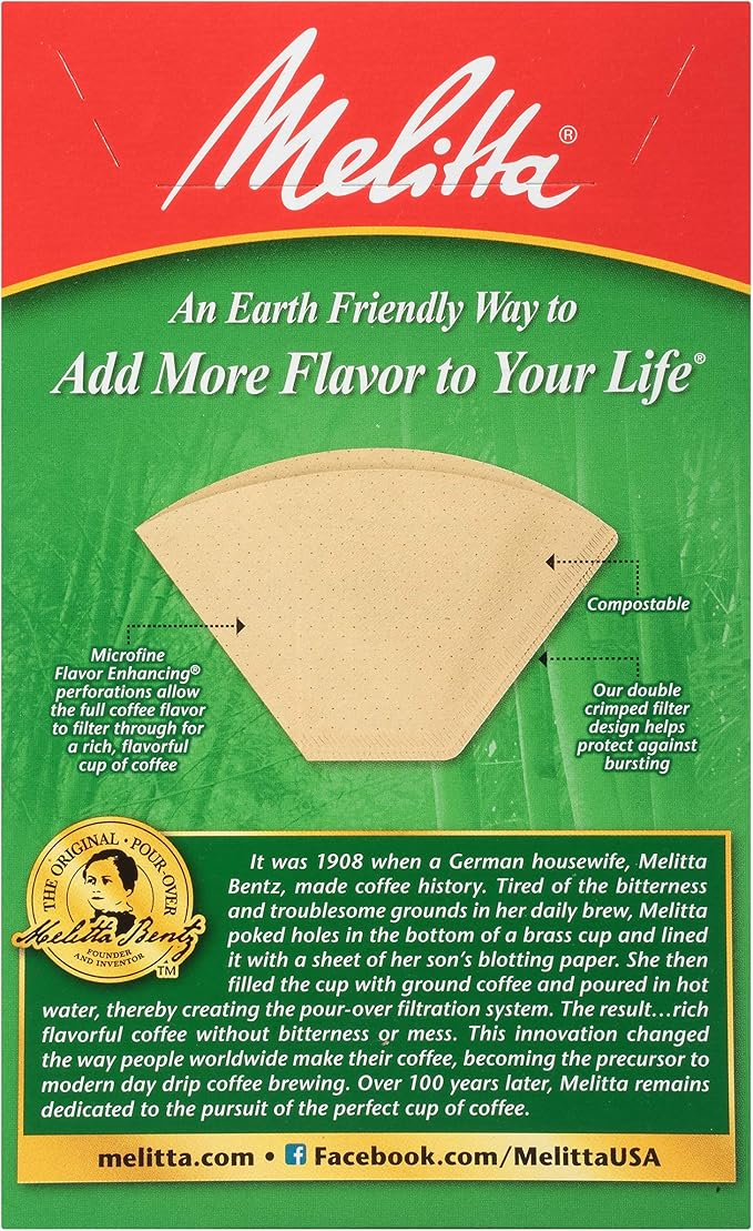 Melitta #2 Cone Coffee Filters, Bamboo, 80 Count