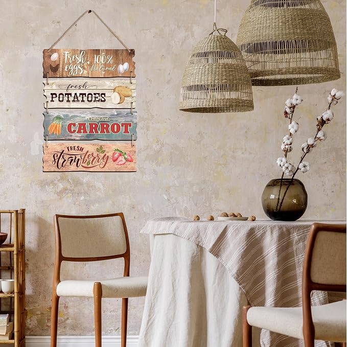 4 Pcs Wooden Signs For Farmers' Markets, Signs For Fresh Food In Farmers' Markets, Kitchen And Cafe Bar Decorations, Wall Decorations Artwork,Rustic Wooden Decorative Gifts-02 - Image 5